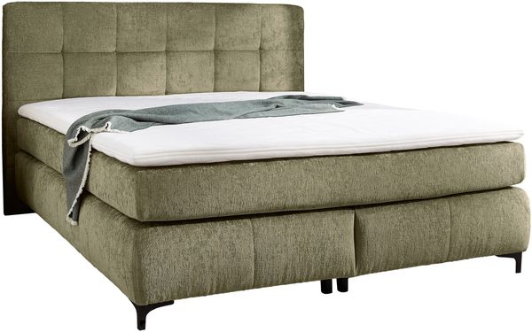 Jockenhöfer 'Beatrice Mix' Boxspringbett, 180x200 cm, Chenille Hellgrün