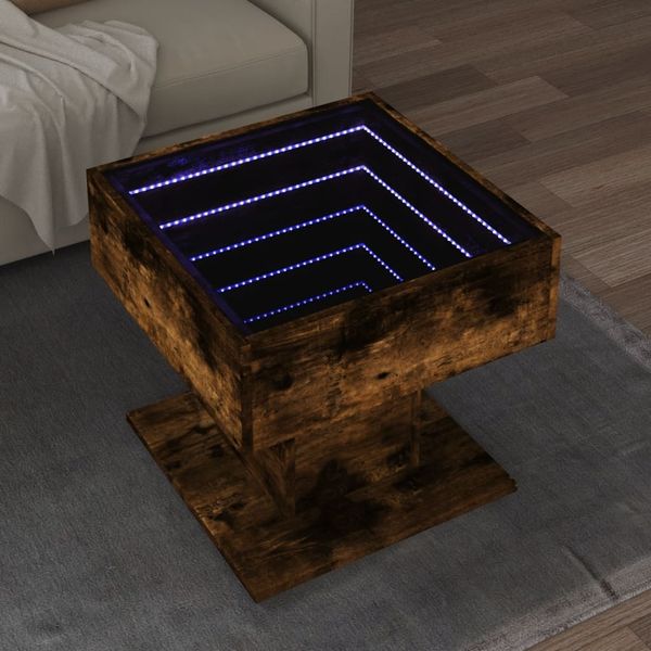 vidaXL LED-Couchtisch Räuchereiche 50x50x45 cm Holzwerkstoff 847529