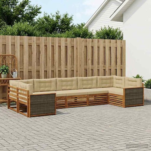 vidaXL Outdoor-Sofagarnitur mit Kissen 7 pcs Natur und Beige 3383801