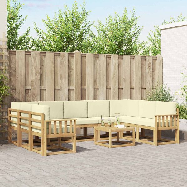 vidaXL Outdoor-Sofagarnitur 10 pcs Weiß und Creme 59 x 59 x 37 cm 3388249
