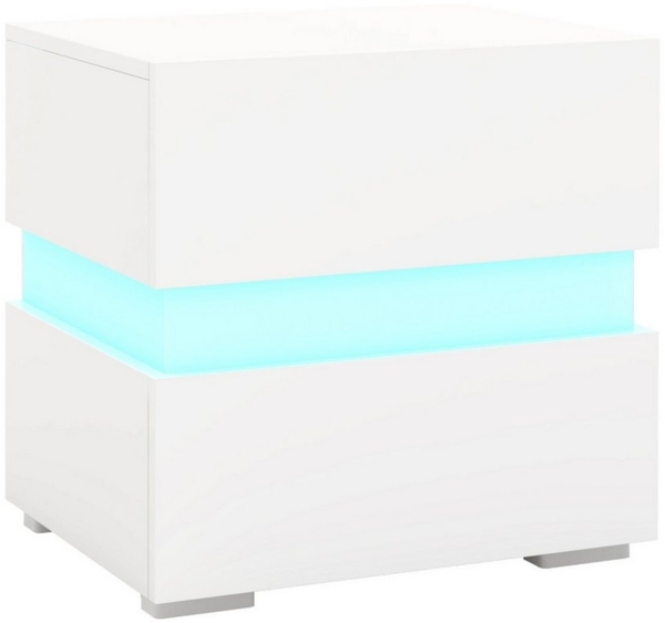 COSTWAY Nachttisch (1-St), mit LED Beleuchtung, Fernbedienung, 20 Farben, Hochglanz
