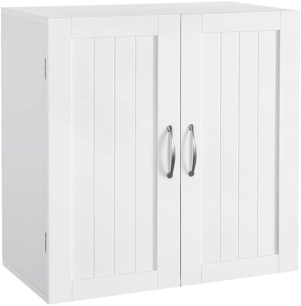 Yaheetech Hängeschrank mit 2 Türen, Badschrank, Küchenschrank, Wandschrank, Medizinschrank, Weiß