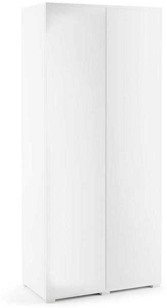Kleiderschrank 90 cm Modulo 2-türig, Mehrzweckschrank, Weiß, Push-to-Open-System, Modernes Design, 185 x 40 x 90 cm