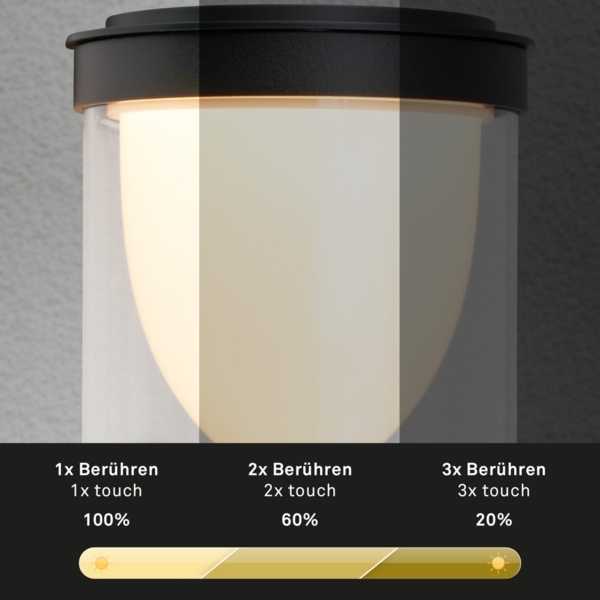 Briloner LED Außenwandleuchte Touch Akku 4W schwarz dimmbar warmweiß Bild 2