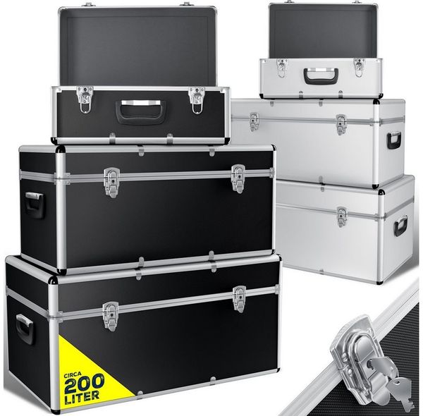 MASKO Stapelbox, 3er SET Alu Boxen Alubox Alukiste Transportbox Werkzeugkiste