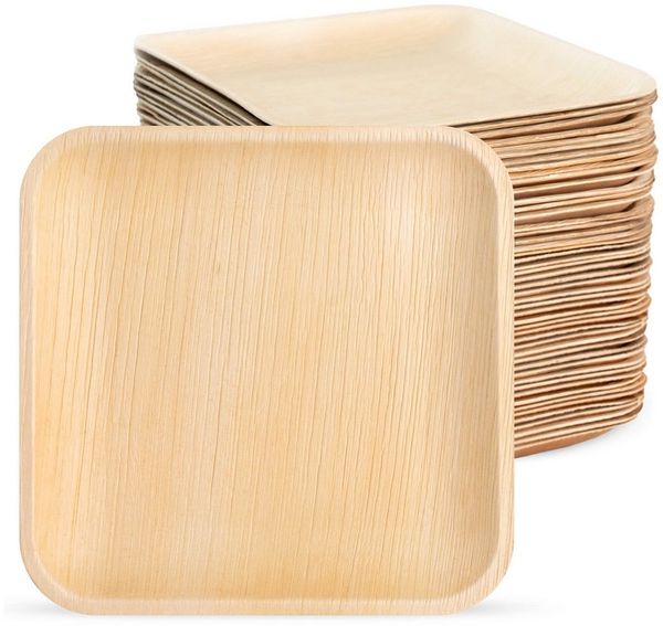 wisefood Einwegteller Palmblatt-Teller, quadratisch, 20x20 cm, (100 St)