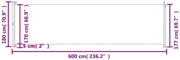 vidaXL Seitenmarkise Ausziehbar 180x600 cm Braun 317969 Bild 9