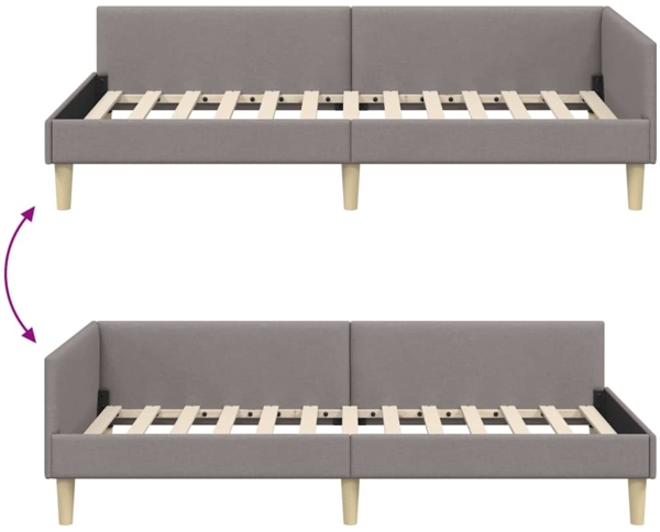 vidaXL Eckbettgestell mit Kopfteil Taupe 90 x 200 cm Stoff 42016122 Bild 8