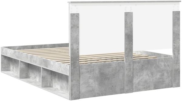 vidaXL Bettrahmen Beton Grau 135 x 190 cm Massives Kiefernholz 3411022 Bild 9