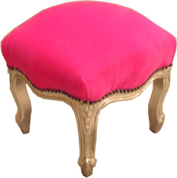 Casa Padrino Barock Fußhocker Pink / Silber