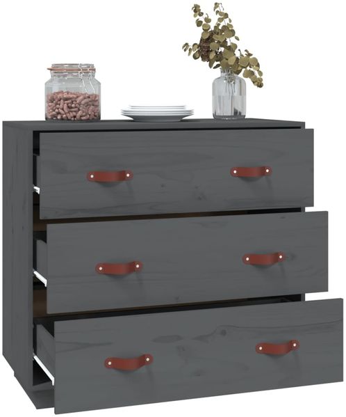 vidaXL Sideboard Grau 80x40x75 cm Massivholz Kiefer 820109 Bild 6