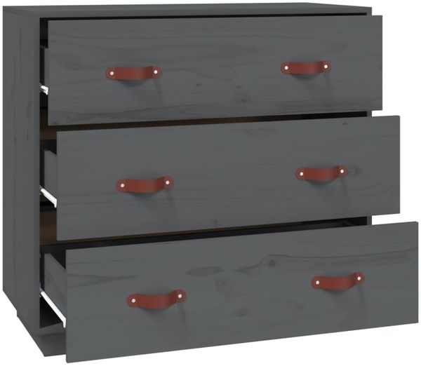 vidaXL Sideboard Grau 80x40x75 cm Massivholz Kiefer 820109 Bild 4