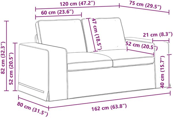 vidaXL Sofa Set 2 pcs Schwarz 162 x 80 x 82 cm Stoff 3407502 Bild 10