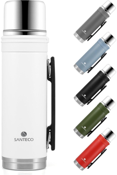 Thermoskanne 1L Edelstahl mit Trinkbecher Isolierflasche Kaffee Tee BPA Frei