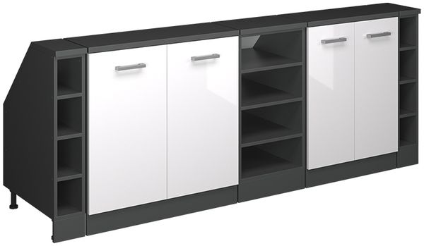 Dachschrägenschrank-Set Rion Weiß Hochglanz 210 cm 5er Set Schrankkorpuss 60 cm Tiefe Vicco