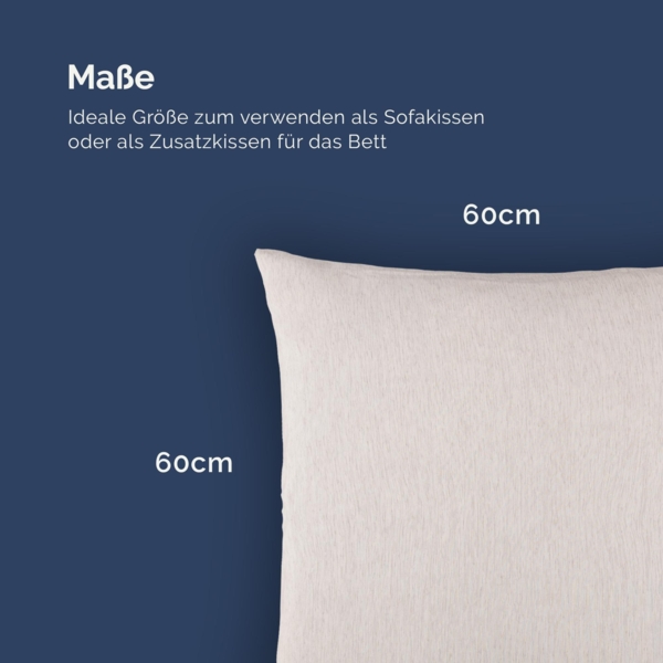 Kissenhülle 60x60cm mit verd. Reißverschluss, ( Beige ) Kissenbezug in Leinenoptik, Dekorative Kissenbezüge, Baumwolle, weicher Bezug für Kissen Bild 2