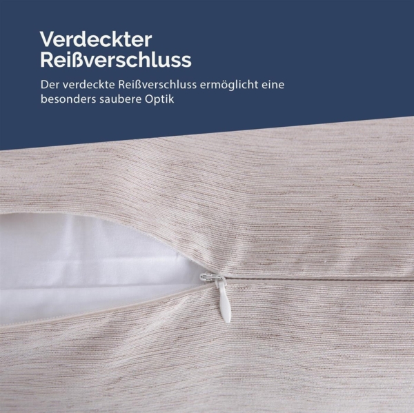 Kissenhülle 60x60cm mit verd. Reißverschluss, ( Beige ) Kissenbezug in Leinenoptik, Dekorative Kissenbezüge, Baumwolle, weicher Bezug für Kissen Bild 3