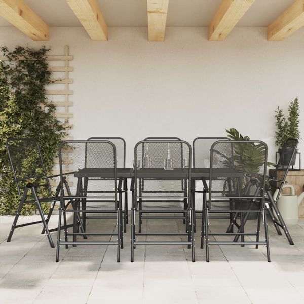 vidaXL 9-tlg. Garten-Essgruppe Anthrazit Streckgitter 3211823