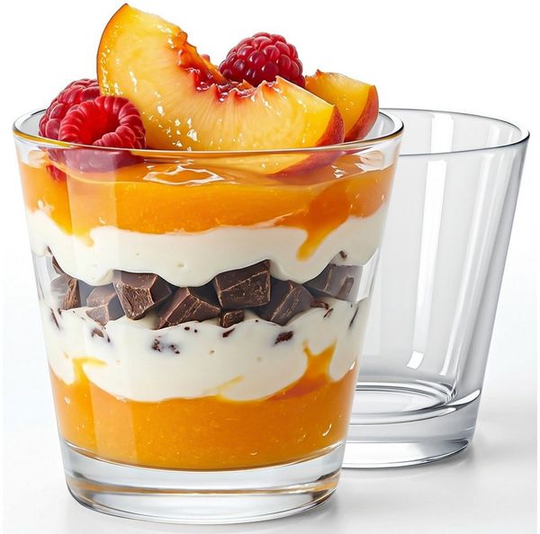 KONZEPT Dessertschale Set 200 ml – Trapezförmiges Design mit dickem Boden, (12-tlg), ideal für Tiramisu, Cheesecake & Panna Cotta, Spülmaschinenfest
