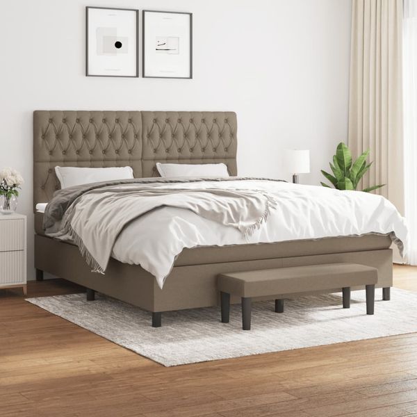 vidaXL Boxspringbett mit Matratze Taupe 180x200 cm Stoff 3136857