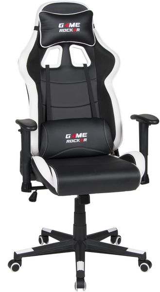 Gaming-Stuhl >Game-Rocker< Racer-Design in schwarz / weiß - 66x128x66cm (BxHxT)