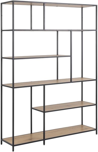 Regal >Carney< in Wildeiche aus Metall,MDF - 135x185x35cm (BxHxT)