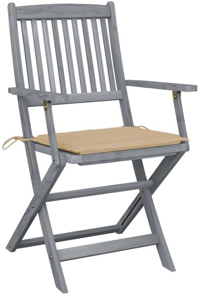 vidaXL Klappbare Gartenstühle 4 Stk. mit Sitzkissen Massivholz Akazie 3064512 Bild 3