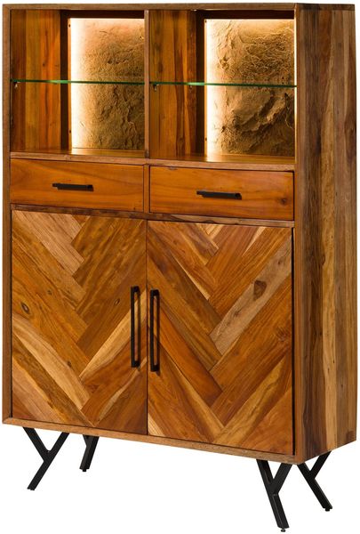 Highboard Altholz 110x40x156 natur lackiert AVIGNON #120