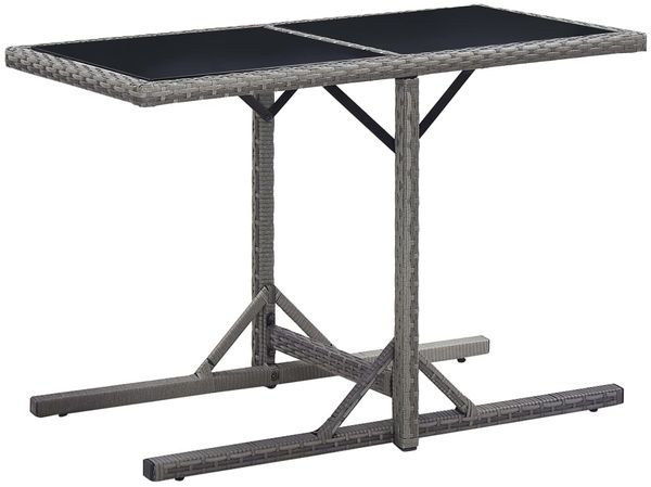 vidaXL Gartentisch Anthrazit 110x53x72 cm Glas und Poly Rattan 46455