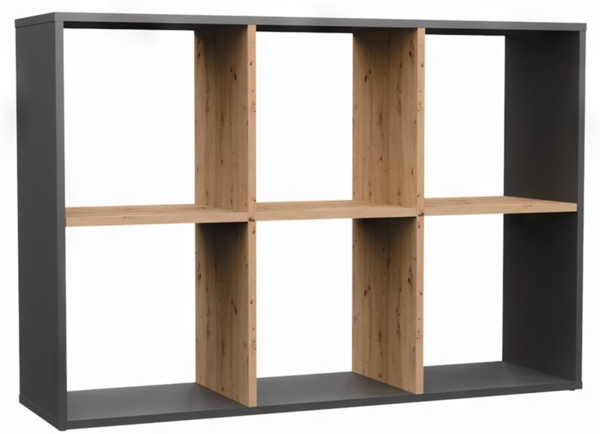 Selsey 'Malax' Offenes Standregal, 6 Fächer, Artisan-Eiche/Anthrazit, 75 x 110 x 30 cm