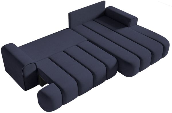 Selsey 'Dandelino' Ecksofa mit Schlaffunktion, Stauraum und Samtbezug, marineblau, rechts, 80 x 275 x 168 cm Bild 4