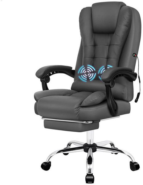 ALFORDSON Bürostuhl Gaming-Stuhl, Massage-Computerstuhl mit Wippfunktion, mit verstellbaren Armlehnen, höhenverstellbar, Grau