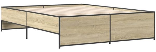 vidaXL Bettgestell Sonoma-Eiche 140x200 cm Holzwerkstoff und Metall 3279888 Bild 3