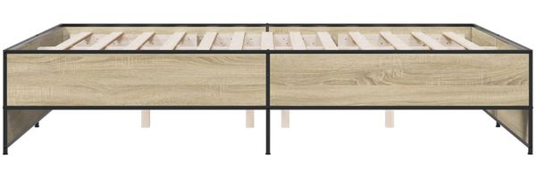 vidaXL Bettgestell Sonoma-Eiche 140x200 cm Holzwerkstoff und Metall 3279888 Bild 5