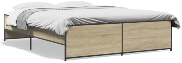 vidaXL Bettgestell Sonoma-Eiche 140x200 cm Holzwerkstoff und Metall 3279888