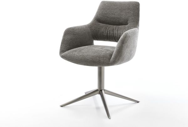 Drehstuhl Yago-Flex mit Armlehnen Bouclé Soft Schlamm Fußkreuz Graphit 360° drehbar Wippfunktion Taschenfederkern