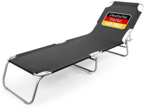 BigDean Sonnenliege klappbar 150 kg belastbar mit 4-Fach Verstellbarer Rückenlehne – hochwertige Gartenliege für Balkon, Garten & Strand - schwarz