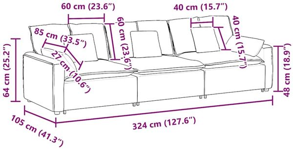 vidaXL Modulares Sofa mit Kissen Cream 3321106 Bild 9