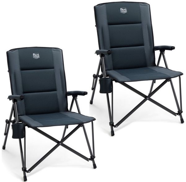 TIMBER RIDGE Campingstuhl Faltbar Breiter Sitz 55cm Leicht Klappstuhl 150kg Belastbar (2 St), 55×48×102cm, schwarz