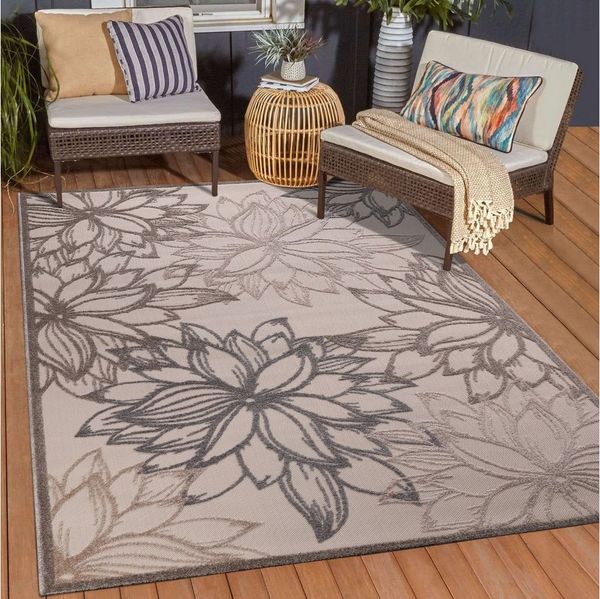 Sanat Teppich Floral 2 Outdoor, rechteckig, Höhe: 6 mm, In- und Outdoor geeignet, Blumen, Balkon, Terrasse, Außenbereich