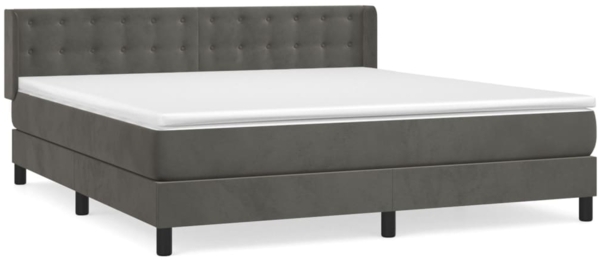 vidaXL Boxspringbett mit Matratze Dunkelgrau 180x200 cm Samt 3131214