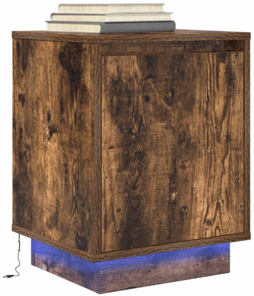 vidaXL Nachttisch mit LED-Leuchten Räuchereiche 38x34x50 cm 861273