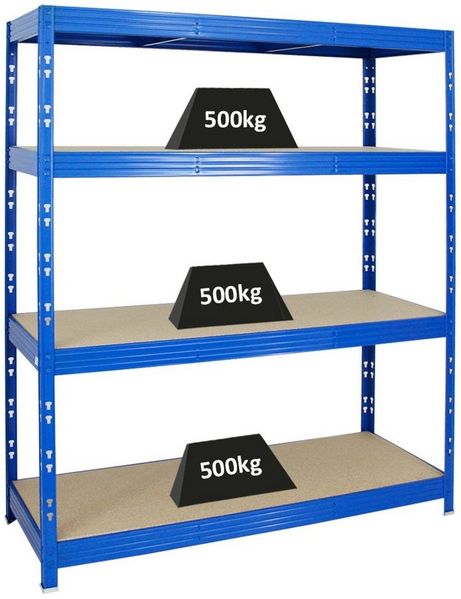 PROREGAL® Schwerlastregal Steckregal Profi-Weitspannregal RHINO bis zu 500kg Fachlast, Stabiles Garagenregal Kellerregal Lastenregal Lagerregal Steckregal