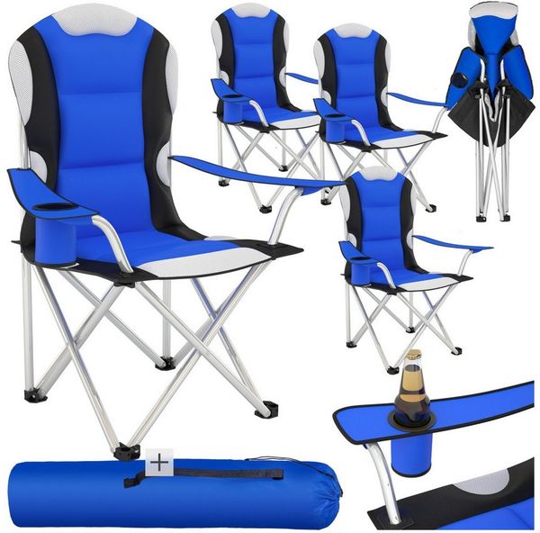 tectake Campingstuhl (Set, 4 St), Angenehme Polsterung, sehr leicht zu Handhaben und schnell aufklappbar