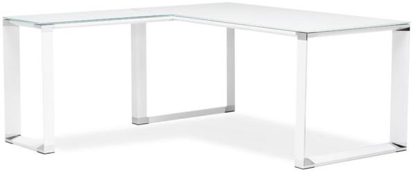 Kadima Design Eckschreibtisch Weiß Glas-Metall | 170x160 cm L-Form Winkelwahl | Homeoffice Arbeitstisch Chrom | Modern Design Büromöbel