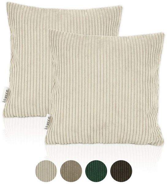 Lycce Dekokissen Kissenbezug 2er Set CORD Stoff (40 x 40 cm) mit Reißverschluß