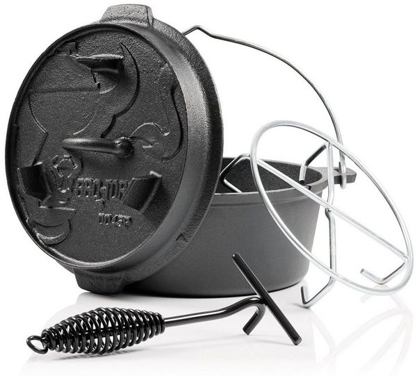 BBQ-Toro Grilltopf Dutch Oven DO45PX, 4,2 L Premium Gusseisen Kochtopf, Gusstopf, Gusseisen (4-tlg)