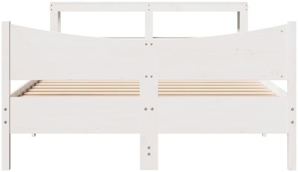 vidaXL Massivholzbett mit Kopfteil Weiß 120x190 cm Kiefer 3306322 Bild 4