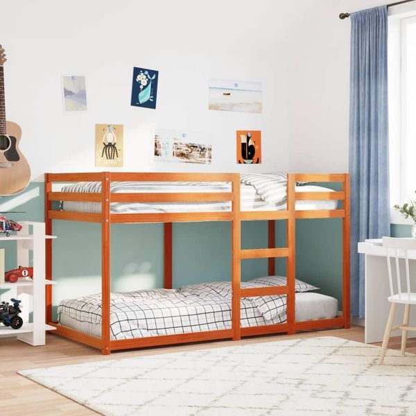vidaXL Etagenbett Wachsbraun 90x190 cm Massivholz Kiefer 3214875