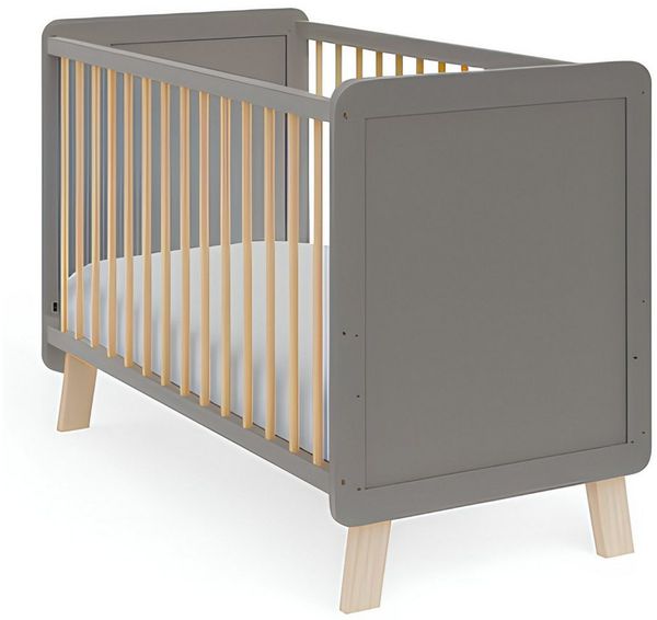 Baby-Delux Babybett Lou grau 60x120 Kiefernholz, Kinderbett 120x60 grau Kiefer Matratze